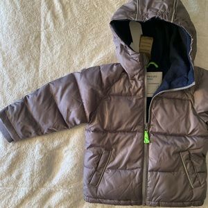New J.Crew Crewcuts Silver Puffer Primaloft Coat Outerwear Toddler Unisex Sz 3